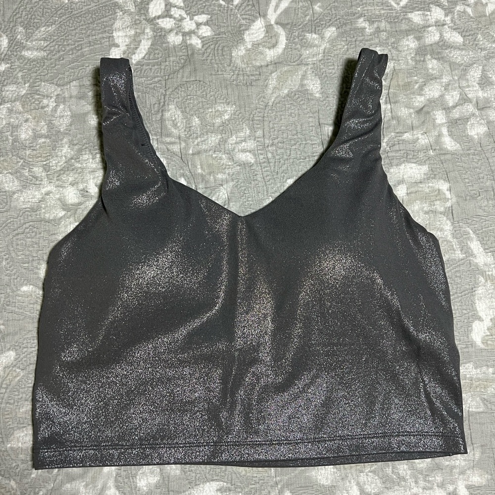 Aerie Grey Shimmer Crop Top